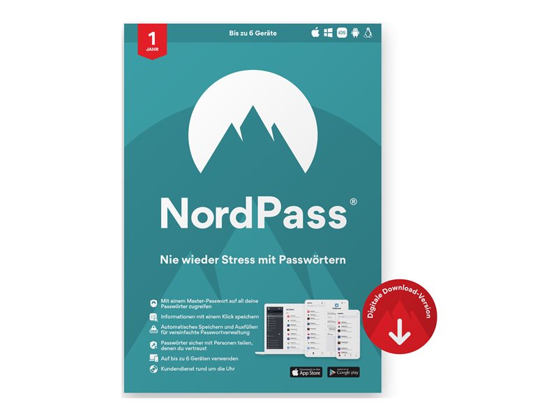 NordPass Premium 1 Jahr 6 Geräte NP1C1YESDT1