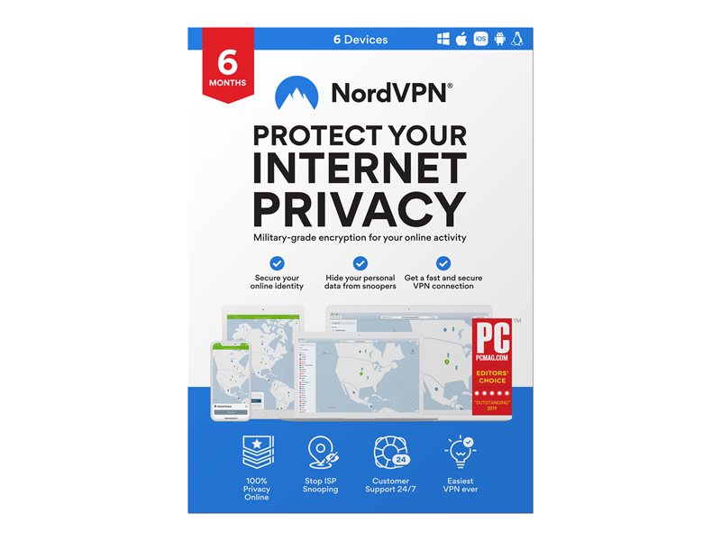 NordVPN Software Lizenz 6 Monate 6 Geräte NV1C6MESD