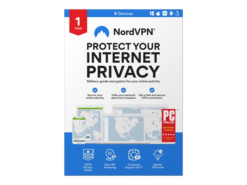 NordVPN Software Lizenz 1 Jahr 6 Geräte NV1C1YESDEU